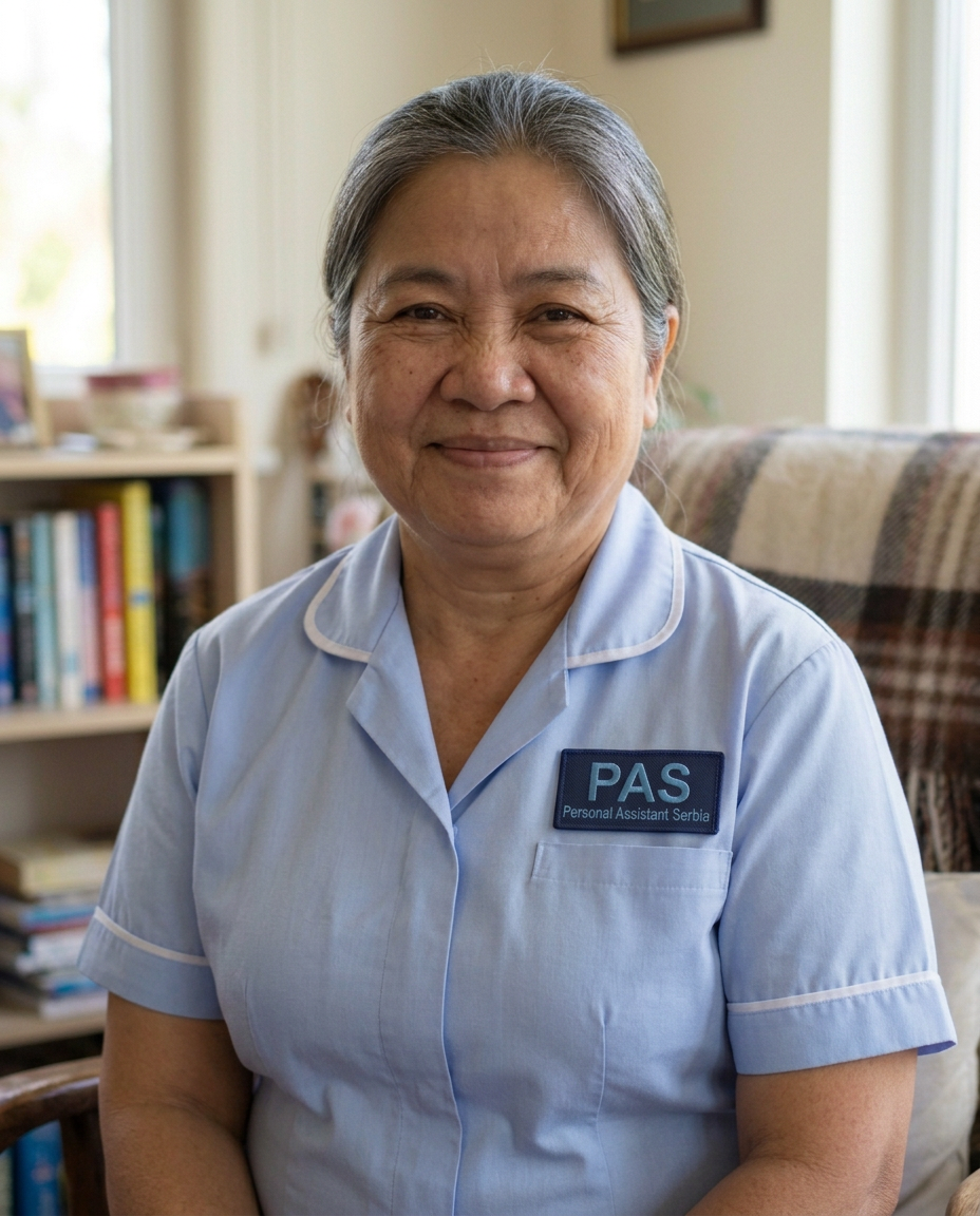 Lilia from Fiji, Nanny & babysitting assistant in professional uniform